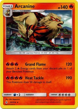 Arcanine (22/214) (Cosmos Holo) [Sun & Moon: Unbroken Bonds] | Cracking-Singles