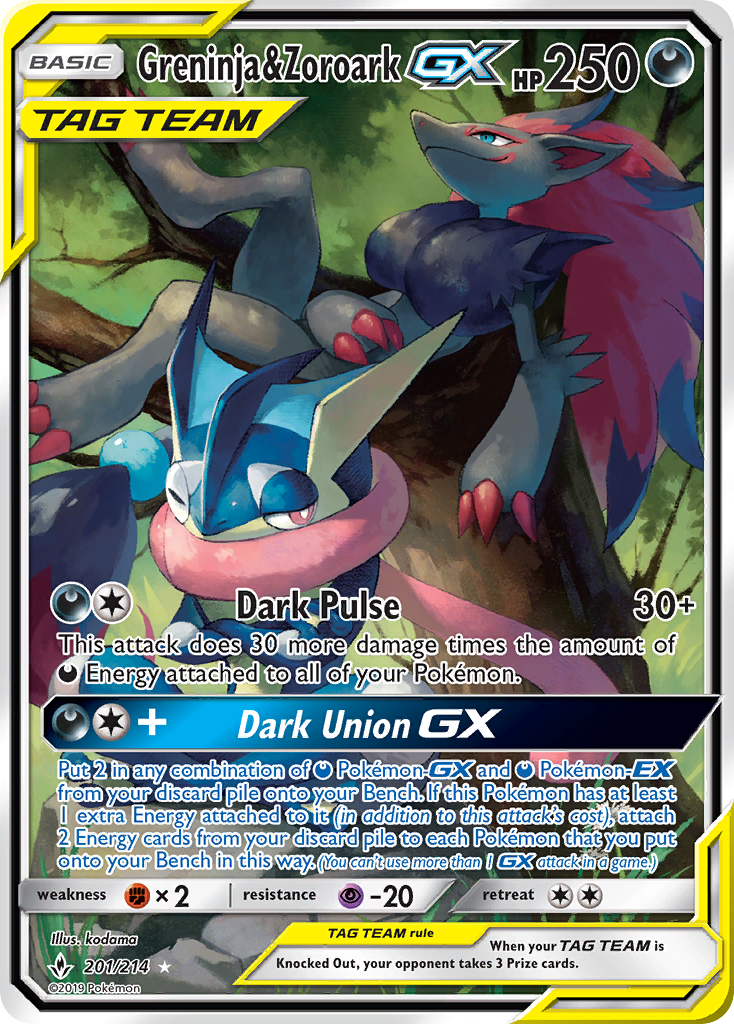 Greninja & Zoroark GX (201/214) [Sun & Moon: Unbroken Bonds] | Cracking-Singles