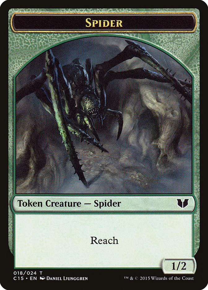 Saproling // Spider Double-Sided Token [Commander 2015 Tokens] | Cracking-Singles