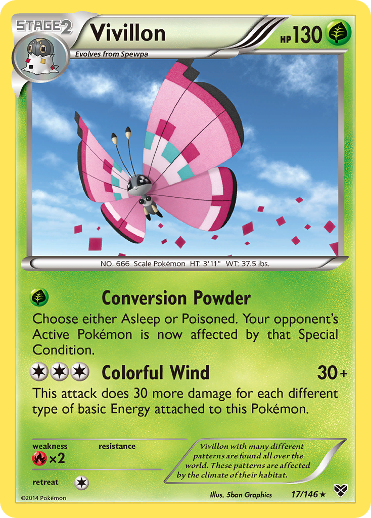 Vivillon (17/146) (Meadow Form/Pink Wings) [XY: Base Set] | Cracking-Singles