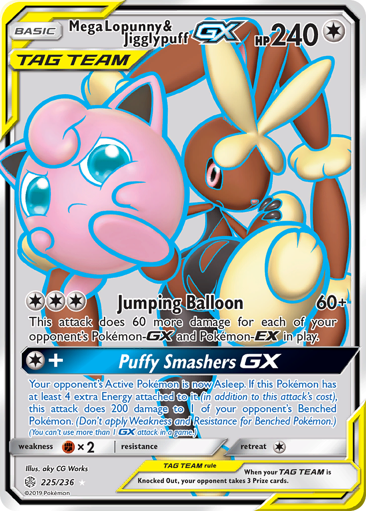 Mega Lopunny & Jigglypuff GX (225/236) [Sun & Moon: Cosmic Eclipse] | Cracking-Singles