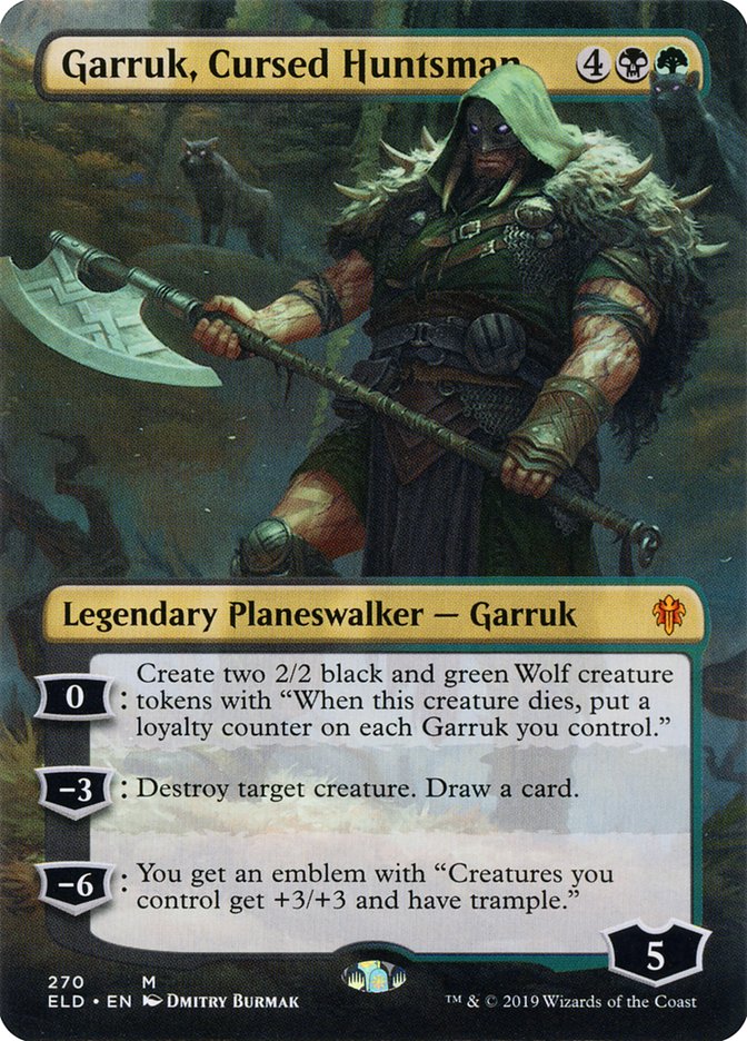 Garruk, Cursed Huntsman (Borderless) [Throne of Eldraine] | Cracking-Singles