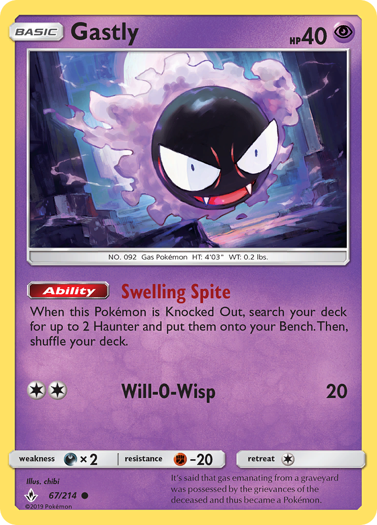 Gastly (67/214) [Sun & Moon: Unbroken Bonds] | Cracking-Singles