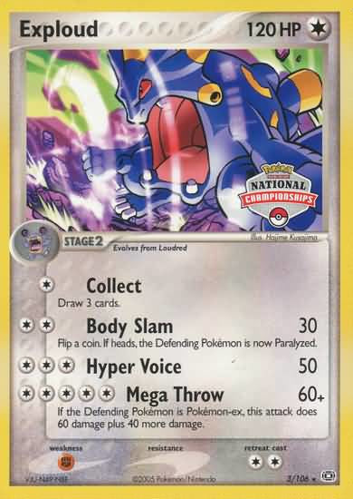 Exploud (3/106) (National Championship Promo) [EX: Emerald] | Cracking-Singles