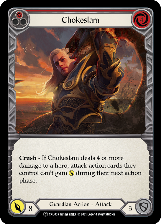 Chokeslam (Red) (Rainbow Foil) [CRU035-RF] Unlimited Rainbow Foil | Cracking-Singles