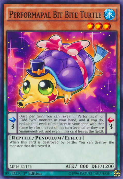 Performapal Bit Bite Turtle [MP16-EN176] Common | Cracking-Singles