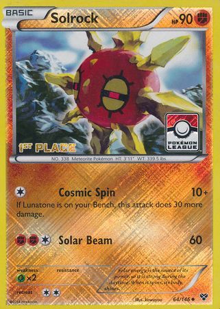 Solrock (64/146) (1st Place League Challenge Promo) [XY: Base Set] | Cracking-Singles