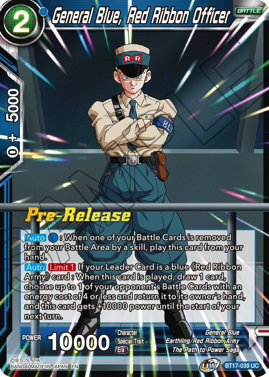 General Blue, Red Ribbon Officer (BT17-039) [Ultimate Squad Prerelease Promos] | Cracking-Singles