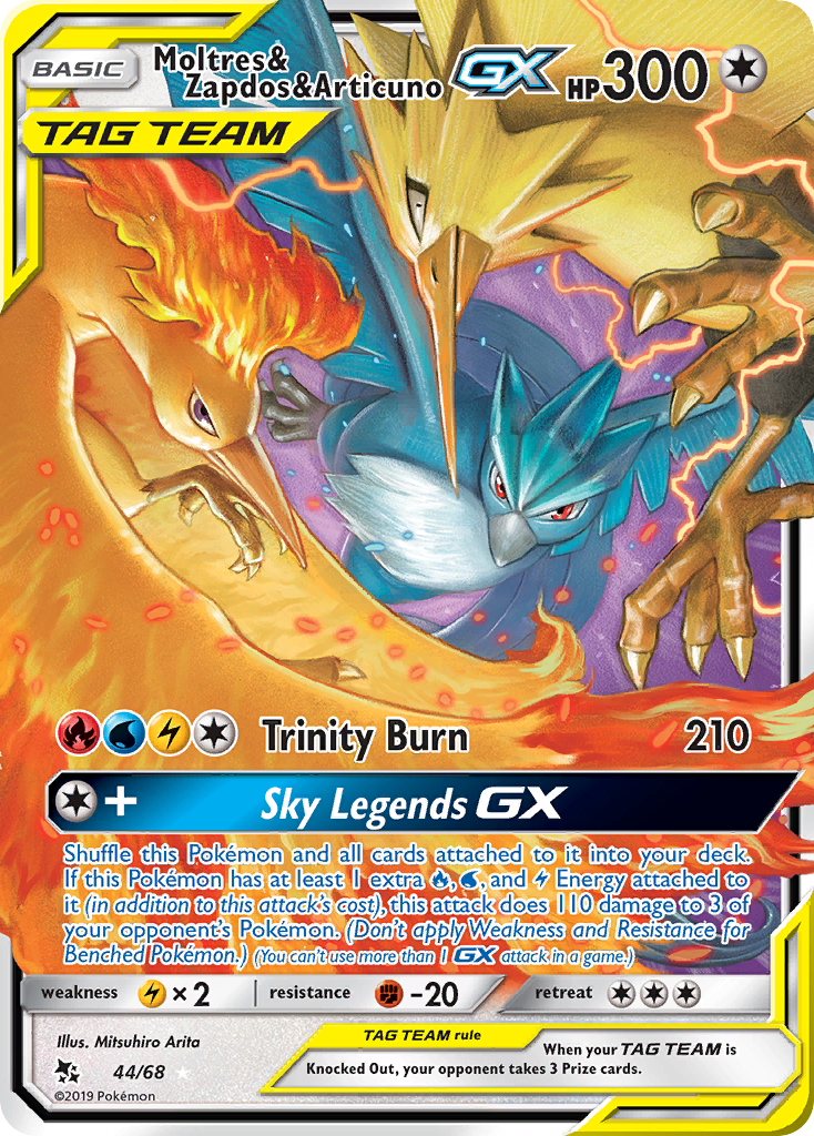 Moltres & Zapdos & Articuno GX (44/68) [Sun & Moon: Hidden Fates] | Cracking-Singles