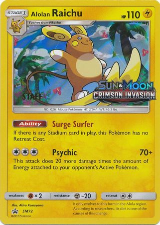 Alolan Raichu (SM72) (Staff Prerelease Promo) [Sun & Moon: Black Star Promos] | Cracking-Singles