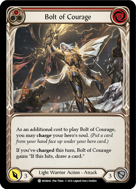 Bolt of Courage (Red) (Rainbow Foil) [MON042-RF] 1st Edition Rainbow Foil | Cracking-Singles