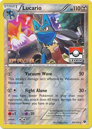 Lucario (63/124) (League Promo 3rd Place) [XY: Fates Collide] | Cracking-Singles