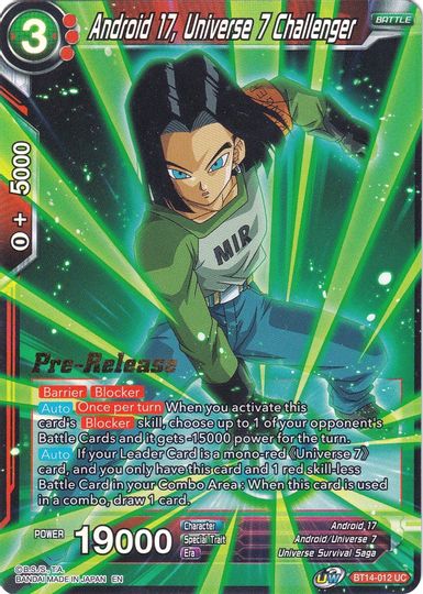 Android 17, Universe 7 Challenger (BT14-012) [Cross Spirits Prerelease Promos] | Cracking-Singles