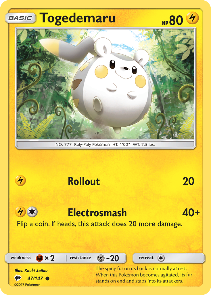 Togedemaru (47/147) [Sun & Moon: Burning Shadows] | Cracking-Singles