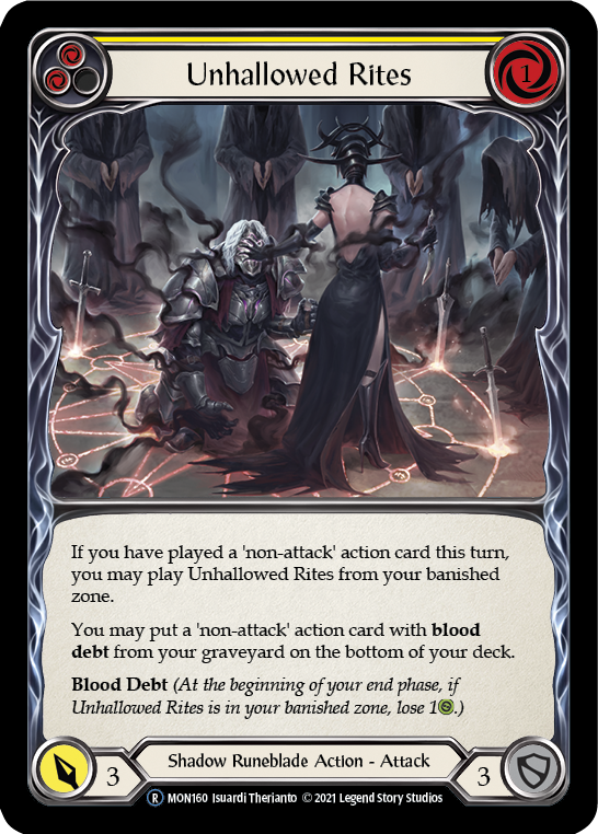 Unhallowed Rites (Yellow) (Rainbow Foil) [U-MON160-RF] Unlimited Rainbow Foil | Cracking-Singles