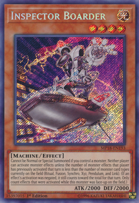 Inspector Boarder [MP18-EN193] Secret Rare | Cracking-Singles