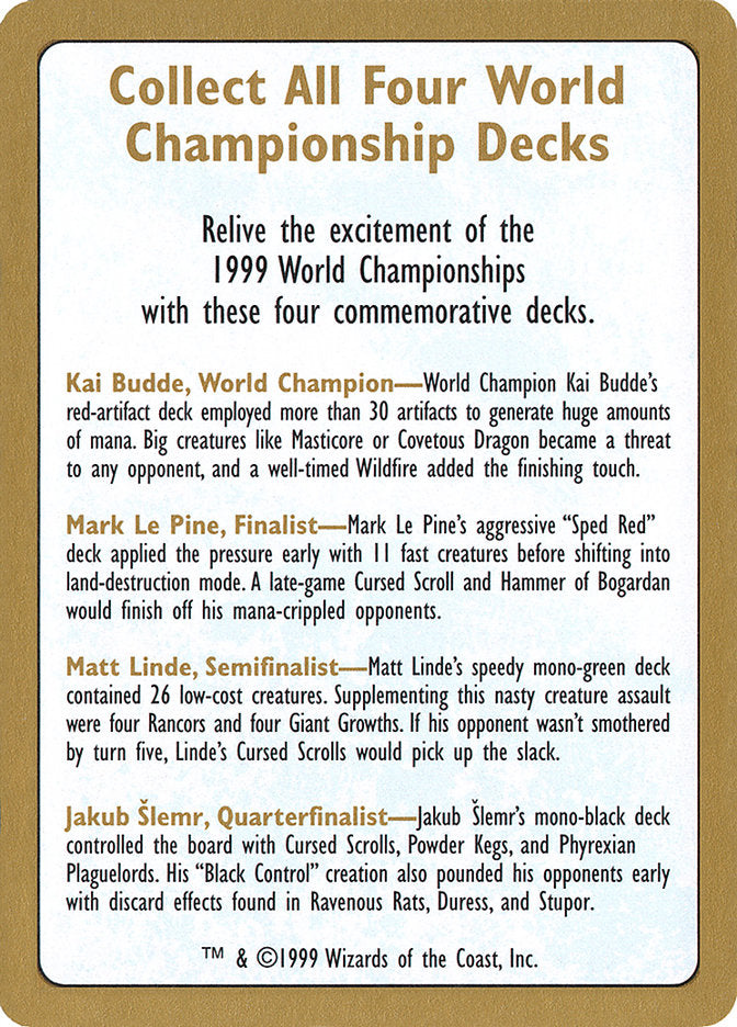 1999 World Championships Ad [World Championship Decks 1999] | Cracking-Singles