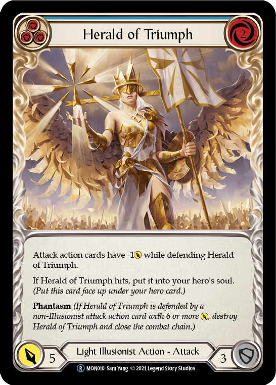 Herald of Triumph (Blue) (Rainbow Foil) [U-MON010-RF] Unlimited Rainbow Foil | Cracking-Singles