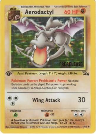 Aerodactyl (1/62) (Prerelease Promo) [Fossil 1st Edition] | Cracking-Singles