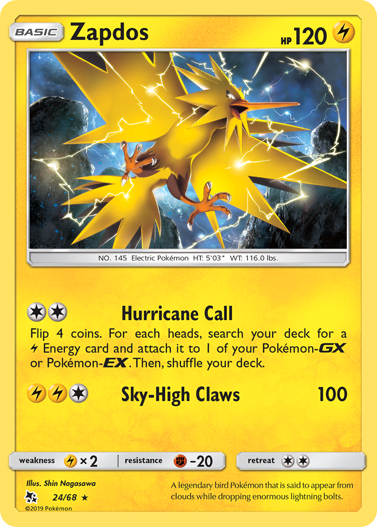 Zapdos (24/68) [Sun & Moon: Hidden Fates] | Cracking-Singles