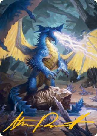 Blue Dragon Art Card (Gold-Stamped Signature) [Dungeons & Dragons: Adventures in the Forgotten Realms Art Series] | Cracking-Singles