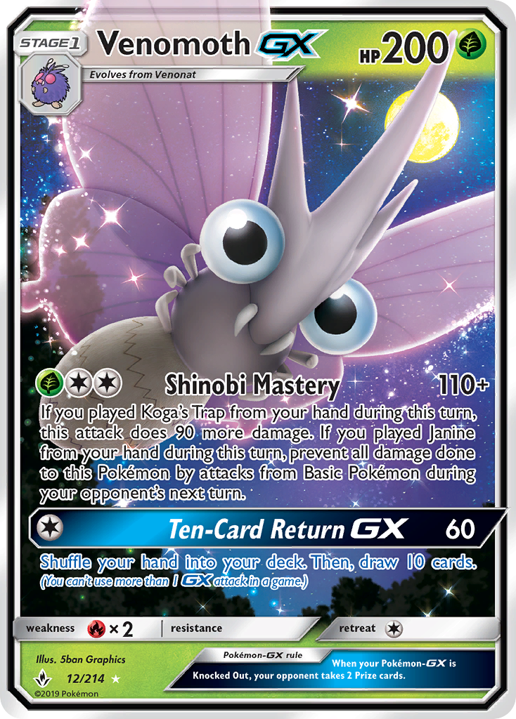 Venomoth GX (12/214) [Sun & Moon: Unbroken Bonds] | Cracking-Singles