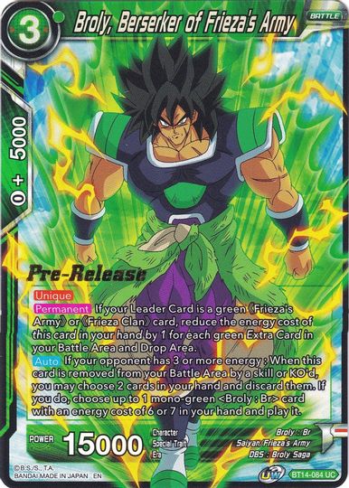 Broly, Berserker of Frieza's Army (BT14-084) [Cross Spirits Prerelease Promos] | Cracking-Singles