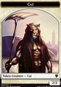 Cat (001) // Cat Warrior (008) Double-sided Token [Commander 2017 Tokens] | Cracking-Singles