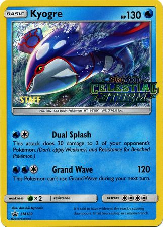 Kyogre (SM129) (Staff Prerelease Promo) [Sun & Moon: Black Star Promos] | Cracking-Singles