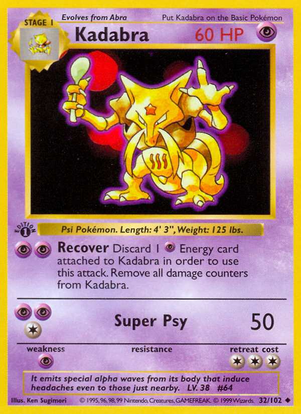 Kadabra (32/102) (Shadowless) [Base Set 1st Edition] | Cracking-Singles