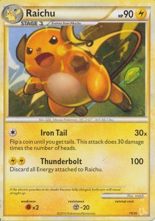 Raichu (19/30) [HeartGold & SoulSilver: Trainer Kit - Raichu] | Cracking-Singles