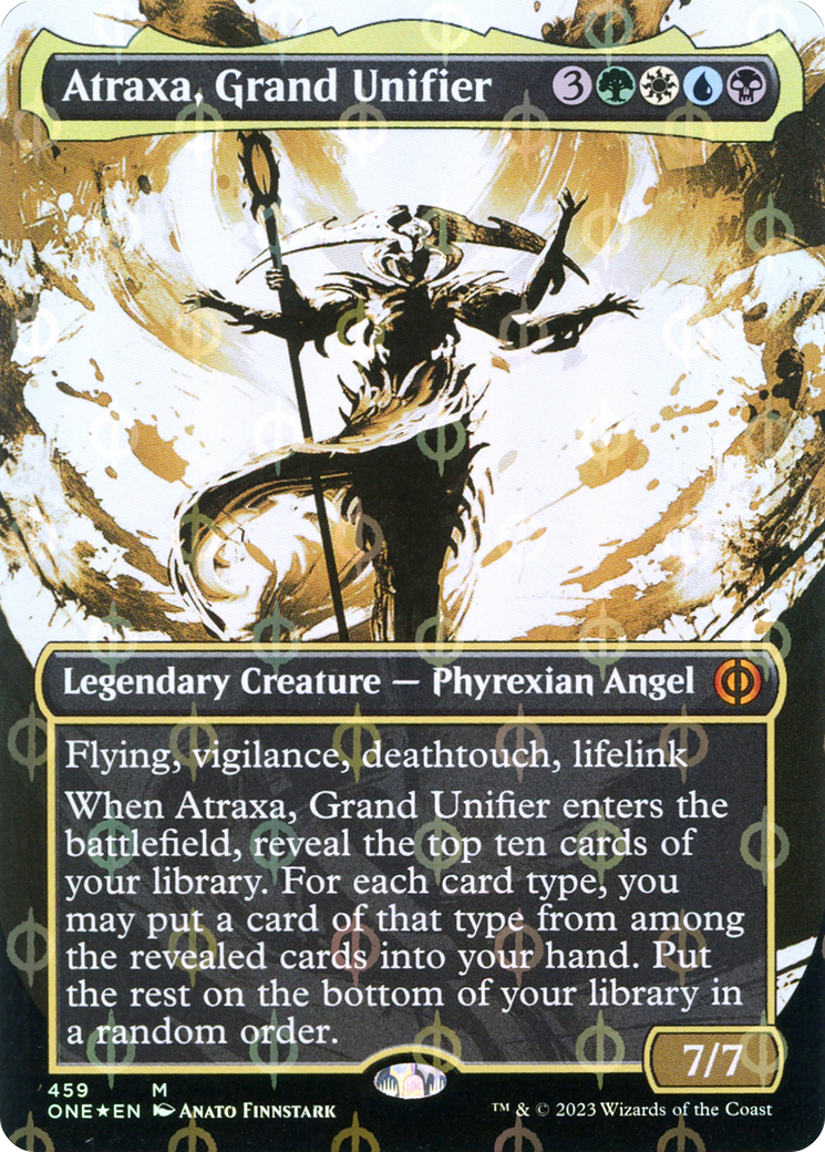 Atraxa, Grand Unifier (Borderless Ichor Step-and-Compleat Foil) [Phyrexia: All Will Be One] | Cracking-Singles