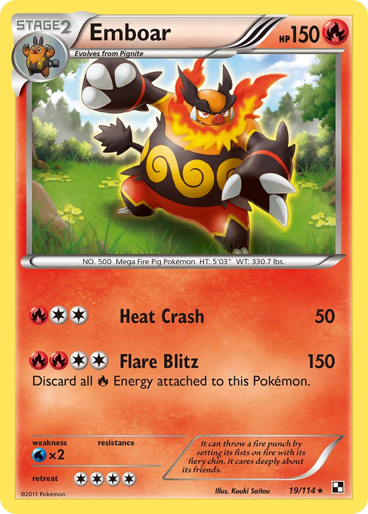 Emboar (19/114) (Cracked Ice Holo) (Theme Deck Exclusive) [Black & White: Base Set] | Cracking-Singles