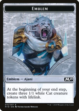 Emblem - Ajani, Adversary of Tyrants [Core Set 2019 Tokens] | Cracking-Singles