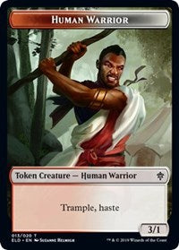 Human Warrior // Food (18) Double-sided Token [Throne of Eldraine Tokens] | Cracking-Singles