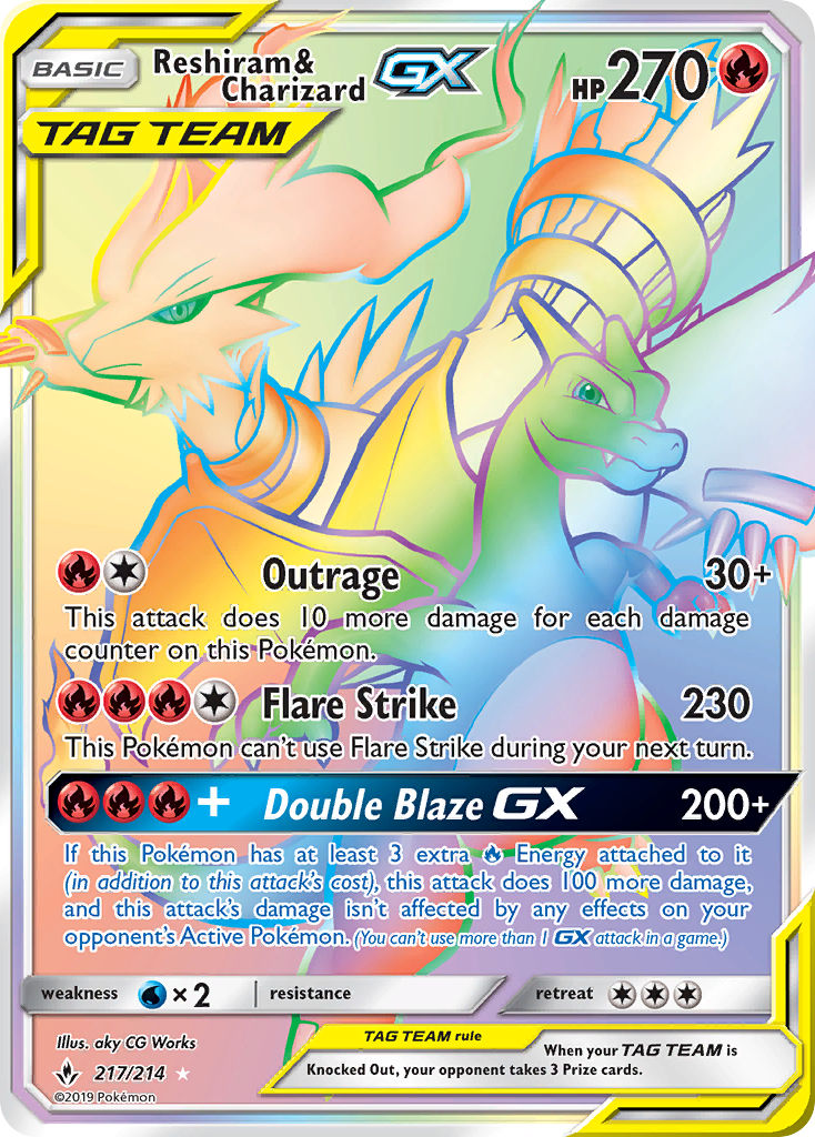 Reshiram & Charizard GX (217/214) [Sun & Moon: Unbroken Bonds] | Cracking-Singles