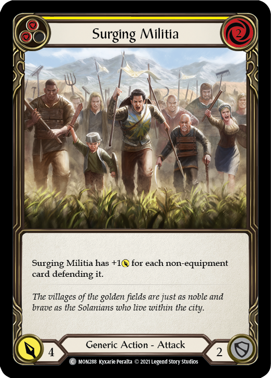 Surging Militia (Yellow) (Rainbow Foil) [MON288-RF] 1st Edition Rainbow Foil | Cracking-Singles