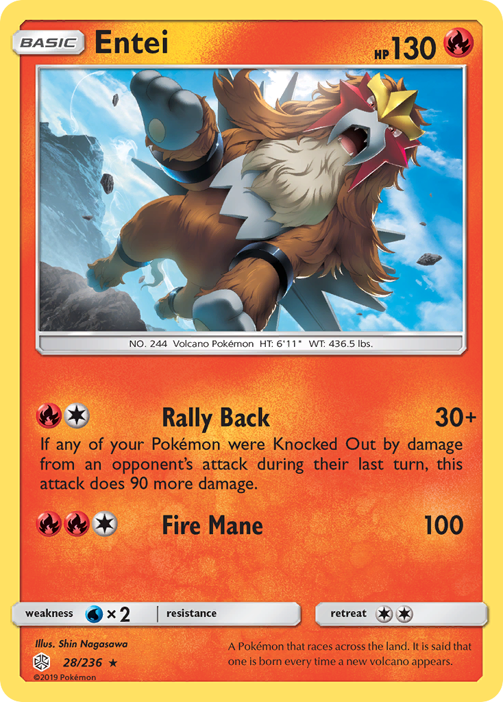 Entei (28/236) [Sun & Moon: Cosmic Eclipse] | Cracking-Singles