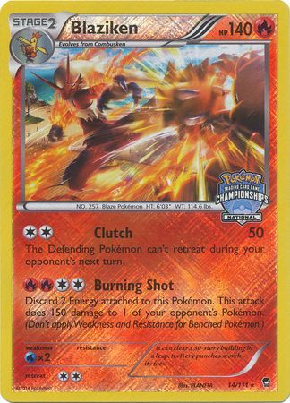 Blaziken (14/111) (National Championship Promo) [XY: Furious Fists] | Cracking-Singles