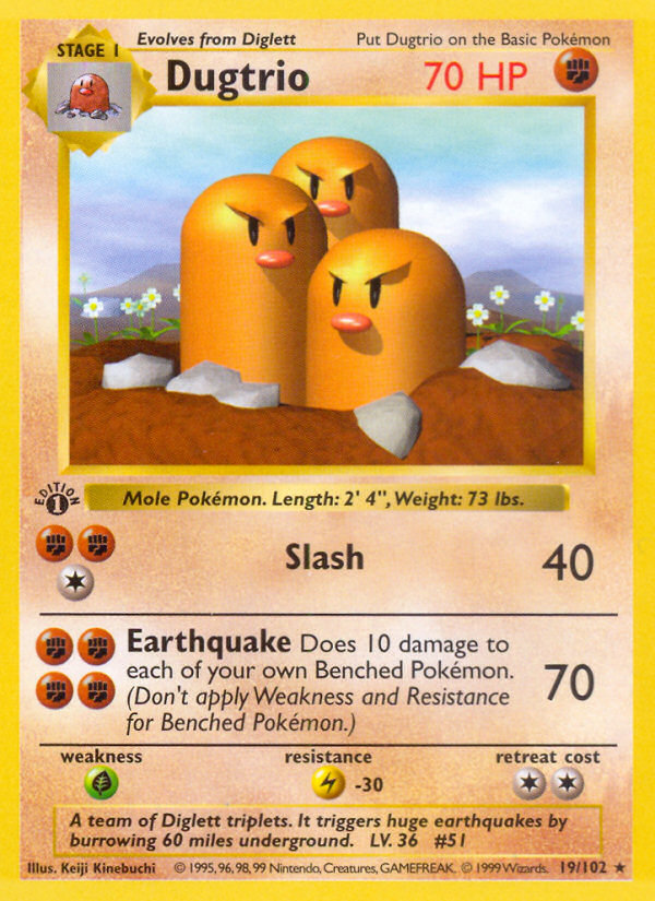 Dugtrio (19/102) (Shadowless) [Base Set 1st Edition] | Cracking-Singles