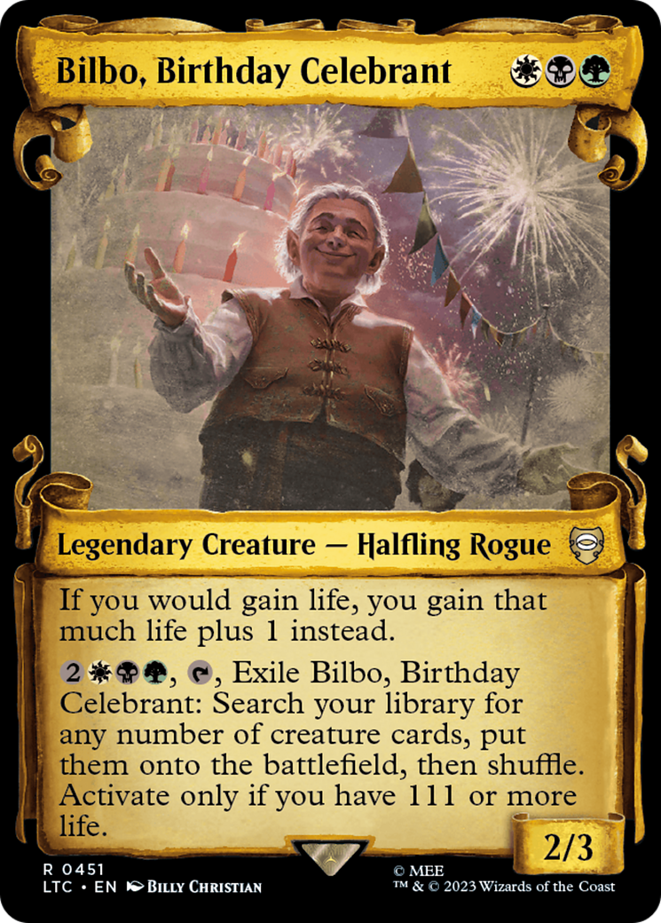 Bilbo, Birthday Celebrant [The Lord of the Rings: Tales of Middle-Earth Commander Showcase Scrolls] | Cracking-Singles