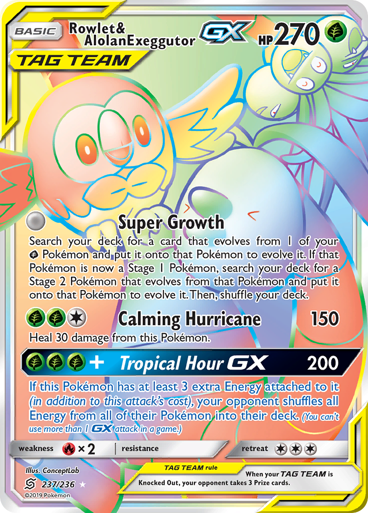 Rowlet & Alolan Exeggutor GX (237/236) [Sun & Moon: Unified Minds] | Cracking-Singles