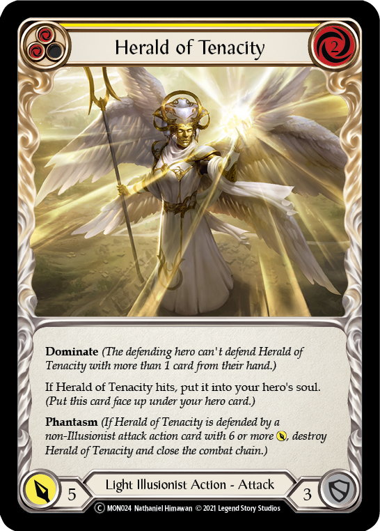 Herald of Tenacity (Yellow) (Rainbow Foil) [U-MON024-RF] Unlimited Rainbow Foil | Cracking-Singles