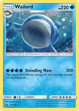 Wailord (40/168) (Cosmos Holo) [Sun & Moon: Celestial Storm] | Cracking-Singles