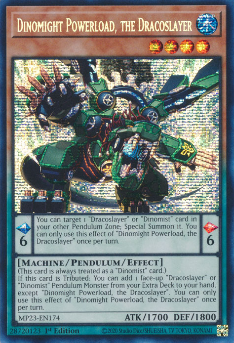 Dinomight Powerload, the Dracoslayer [MP23-EN174] Prismatic Secret Rare | Cracking-Singles