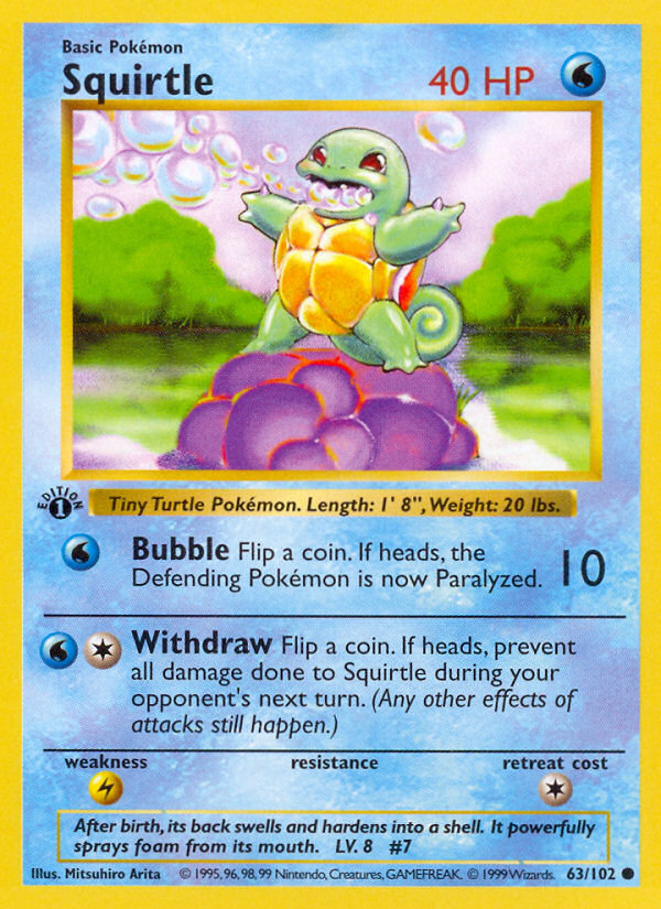 Squirtle (63/102) (Shadowless) [Base Set 1st Edition] | Cracking-Singles