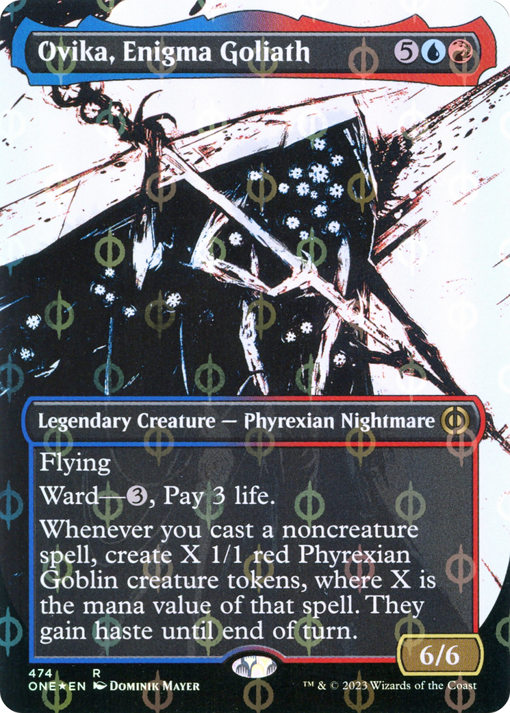 Ovika, Enigma Goliath (Borderless Ichor Step-and-Compleat Foil) [Phyrexia: All Will Be One] | Cracking-Singles