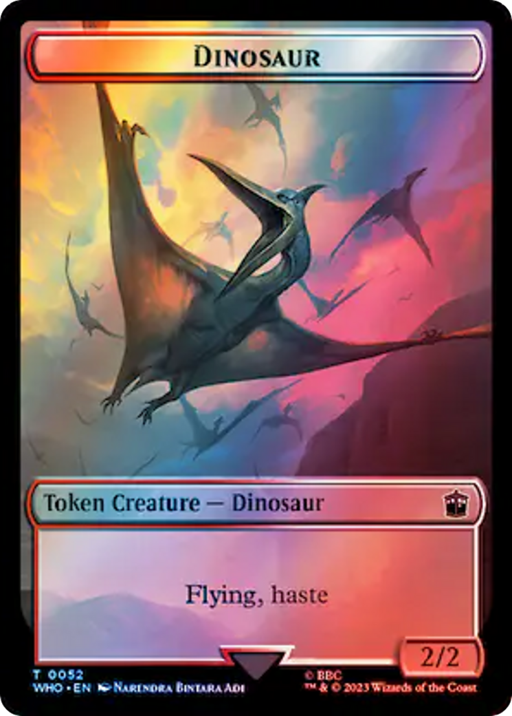 Warrior // Dinosaur Double-Sided Token (Surge Foil) [Doctor Who Tokens] | Cracking-Singles