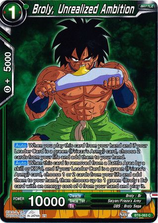 Broly, Unrealized Ambition [BT6-063] | Cracking-Singles