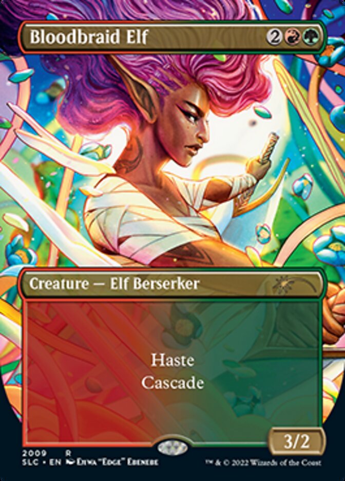 Bloodbraid Elf (Borderless Alternate Art) [Secret Lair 30th Anniversary Countdown Kit] | Cracking-Singles